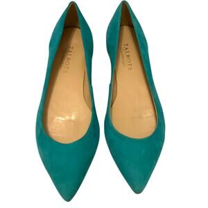 Talbots Womens Green Suede 6.5 Ballet Flats Pointed Toe NWOT  Genuine Leather